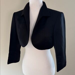 Tahari Black Satin Open-Front Cropped Jacket Women's 6